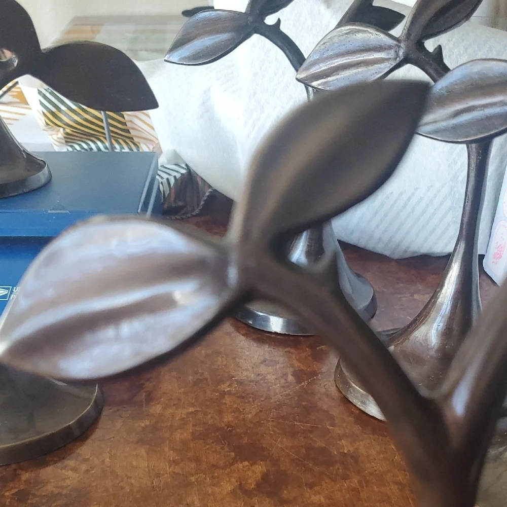Pottery Barn Bronze Leaf Candle Holders